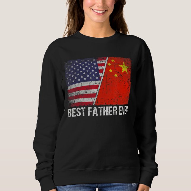 Retro American Flag China Flag Bester Vater je Fah Sweatshirt (Vorderseite)