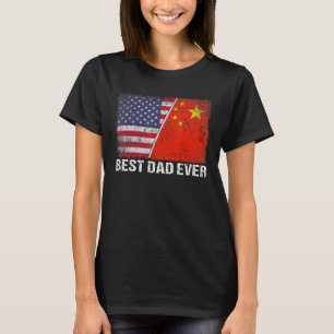 Retro American Flag China Flag Bester Vater je Fam T-Shirt