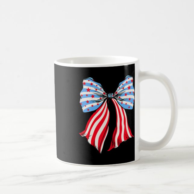 Retro American Flag Coquette Bow Patriotic 4. Kaffeetasse (Rechts)