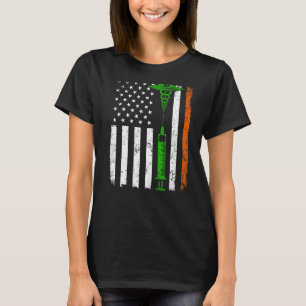 Retro American Flag Doctor St Patricks Day Shamroc T-Shirt