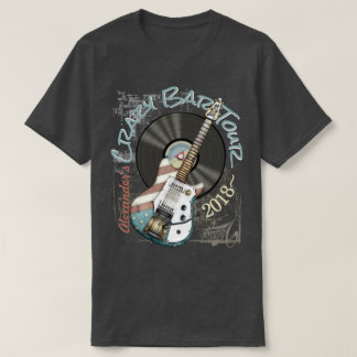 Retro American Flag Gitarre und Vinyl Record T-Shirt