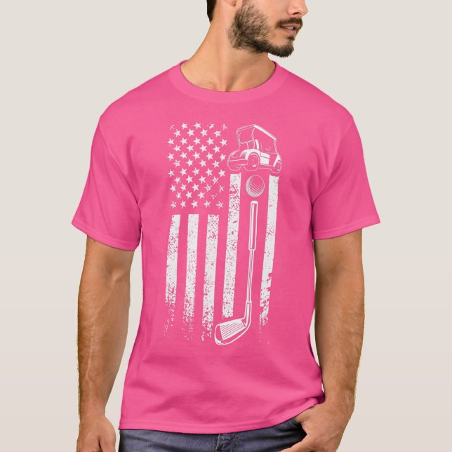 Retro American Flag Golf - Geschenk für Golfer - F T-Shirt (Vorderseite)