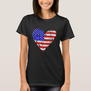Retro American Flag Herz 4. Juli USA Patrioti T-Shirt