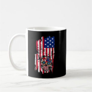 Retro American Flag Independence Day Skull Crack 4 Kaffeetasse