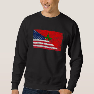 Retro American Flag & Marokko Flag Patriotic Sweatshirt