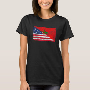 Retro American Flag & Marokko Flag Patriotic T-Shirt
