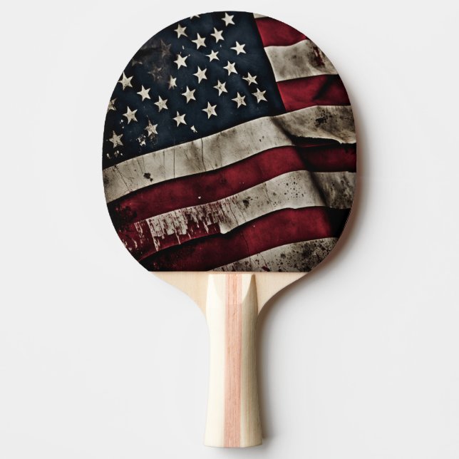 Retro American Flag Patriotic Ping Pong Paddle Tischtennis Schläger (Vorderseite)