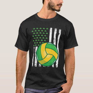 Retro American Flag Volleyball Sport St. Patrick's T-Shirt