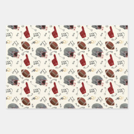 Retro American Football Wrapping Paper Set Geschenkpapier Set