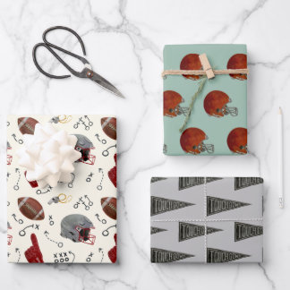 Retro American Football Wrapping Paper Set Geschenkpapier Set