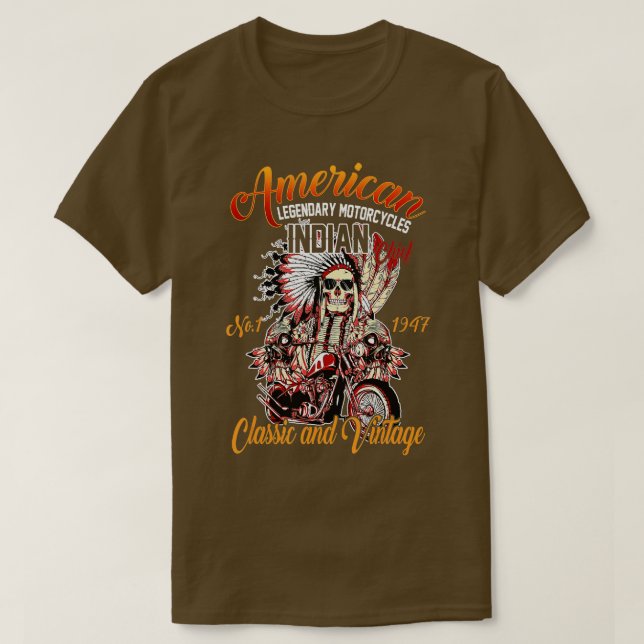 Retro American Motorrad Inder für Alte Biker T-Shirt (Design vorne)