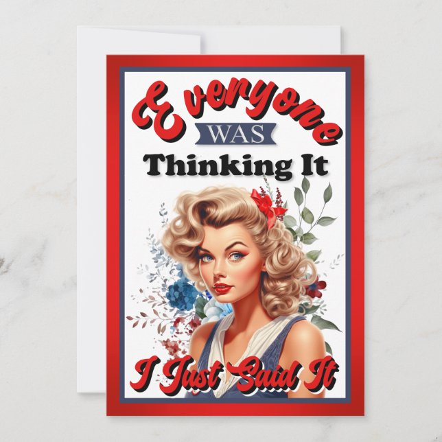 Retro American Pinup_ Ich habe es gerade gesagt Dankeskarte (Vorderseite)