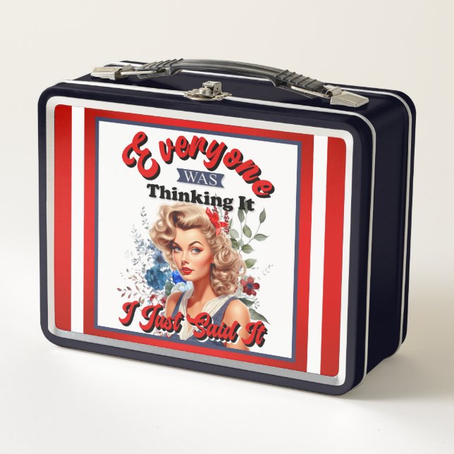 Retro American Pinup_ Ich habe es gerade gesagt Metall Brotdose (Vorderseite)