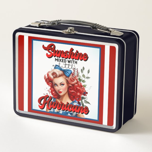Retro American Pinup_ Sunshine Mixed Metall Brotdose (Vorderseite)