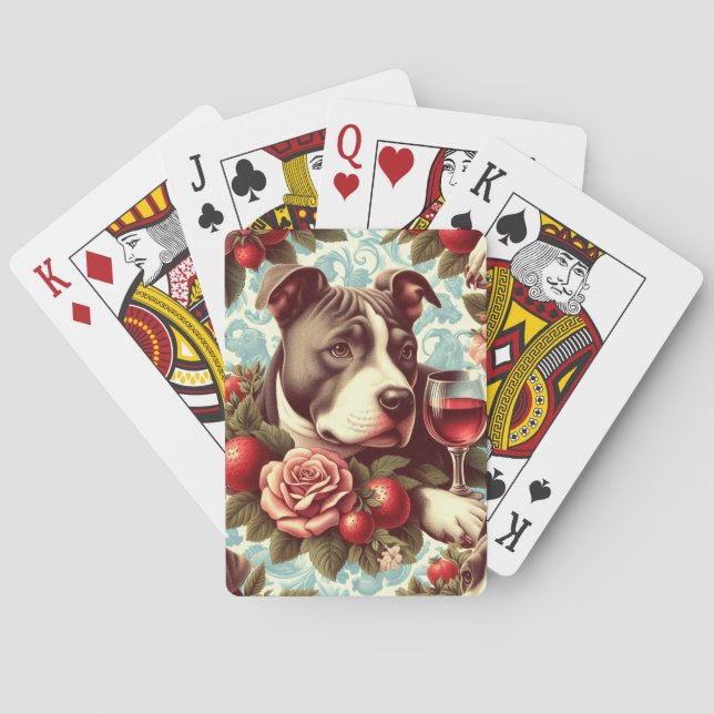 Retro American Pit Bull Terrier Illustration Spielkarten (Rückseite)