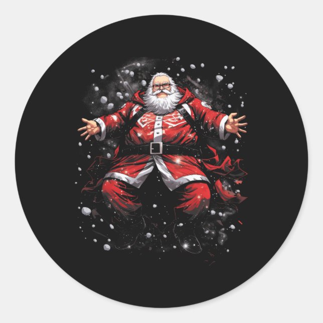 Retro American Santa Clause Weihnachten Runder Aufkleber (Vorderseite)
