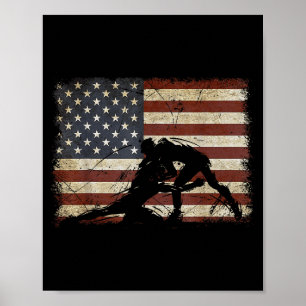 Retro American Wrestling US-Flag Wrestling Wrestle Poster