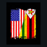 Retro American Zimbabwe Flag Men Women Patriotic  Poster<br><div class="desc">Retro American Zimbabwe Flag Men Women Patriotic Gift. Perfect gift for your dad,  mom,  papa,  men,  women,  friend and family members on Thanksgiving Day,  Christmas Day,  Mothers Day,  Fathers Day,  4th of July,  1776 Independent day,  Veterans Day,  Halloween Day,  Patrick's Day</div>