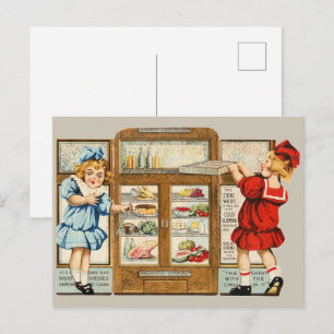 Retro-Americana-Küchenwerbung mit zwei Mädchen Postkarte