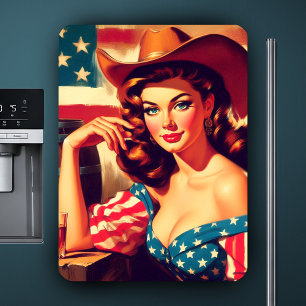 Retro-Amerikanische Cowgirl-Pinup Magnet