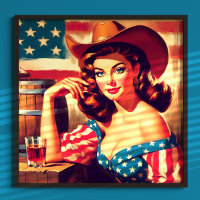 Retro Amerikanische Cowgirl Pinup