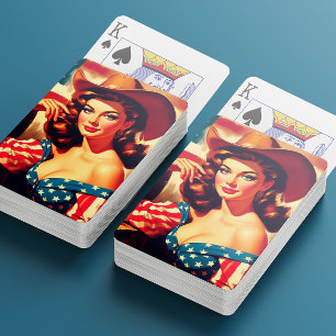 Retro Amerikanische Cowgirl Pinup Spielkarten