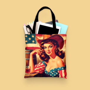 Retro Amerikanische Cowgirl Pinup Tasche