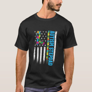 Retro-Amerikanische-Flagge-Autismus-Stiefvater-Bew T-Shirt