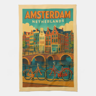 Retro Amsterdam Niederlande Geschirrtuch