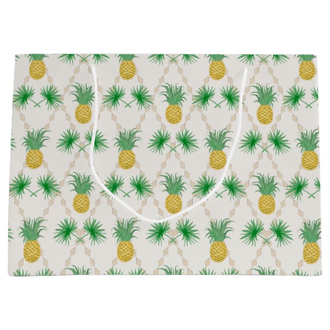 Retro, Ananas Große Geschenktüte (Vorderseite)