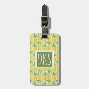 Retro Ananas  Monogramm Gepäckanhänger