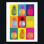 Retro Ananas Pop Art Bright Kitchen Food Printwerb Poster<br><div class="desc">Farbige Ananas-Retro-Litho-Printwirkung Küchenplakatdruck</div>
