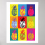 Retro Ananas Pop Art Bright Kitchen Food Printwerb Poster<br><div class="desc">Farbige Ananas-Retro-Litho-Printwirkung Küchenplakatdruck</div>