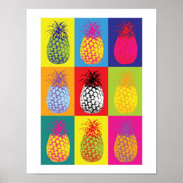 Retro Ananas Pop Art Bright Kitchen Food Printwerb Poster