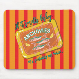 Retro Anchovies Funny Office Humor Mousepad