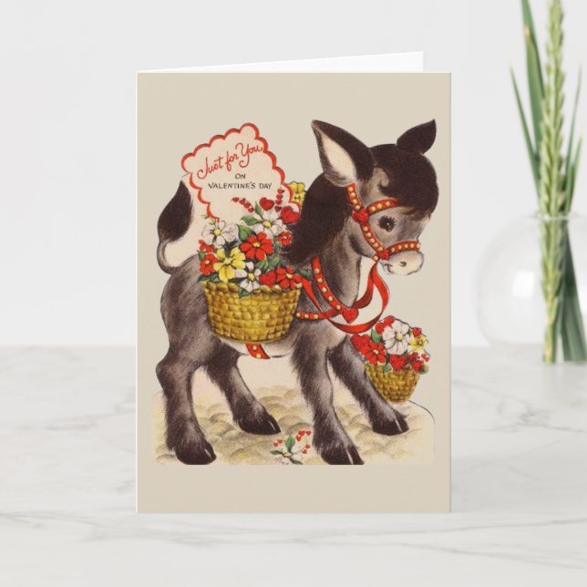 Rétro âne avec la carte de voeux de Valentine de (Devant)