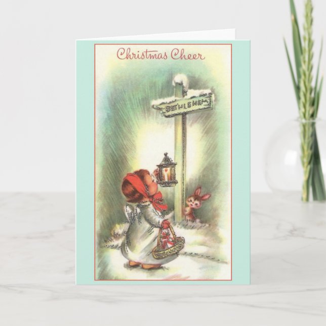 Retro Angel Aller à Bethléem Carte de Noël (Devant)