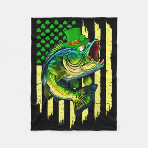 Retro-Angelrute und Shamrocks USA-Flagge Sankt Pat Fleecedecke