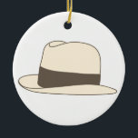 retro angeredeter Fedora-Hipsterhut Keramikornament<br><div class="desc">addieren Sie Ihren eigenen Text,  wenn Sie gebraucht werden</div>