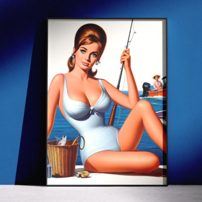 Retro-Angler-Pin-up Poster (Von Creator hochgeladen)