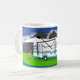 Retro Anhänger, aquamarin, Singleachse Kaffeetasse