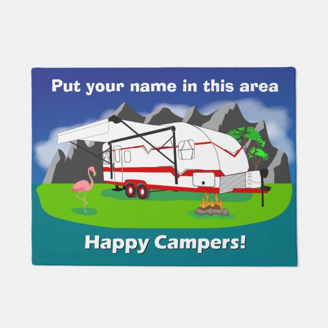 Retro Anhängerfußmatte, Rot, Doppelachse, 18" x Fußmatte (Vorderseite)