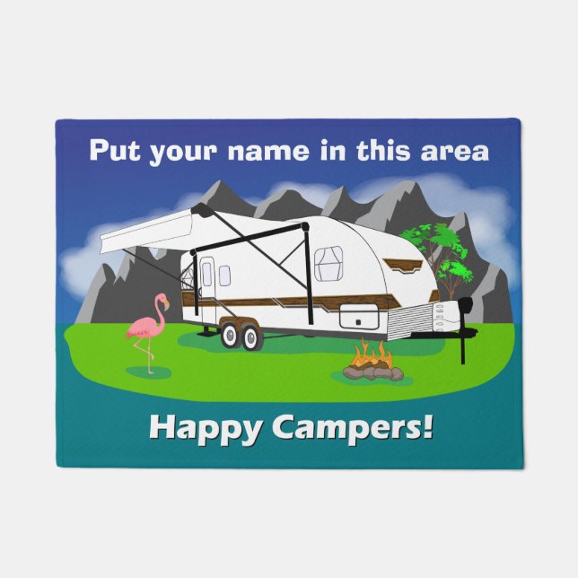 Retro Anhängerfußmatte, waldige, Doppelachse, 18" Fußmatte (Vorderseite)