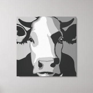 Retro Animal Pop Art Cow Portrait in Schwarz & Wei Leinwanddruck