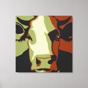 Retro Animal Pop Art Cow Portrait Leinwanddruck