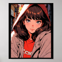 Retro Anime Cozy Hoodie Mädchen Nacht Stadtlichter