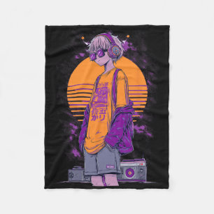 Retro-Anime-Gamer-Junge Fleecedecke