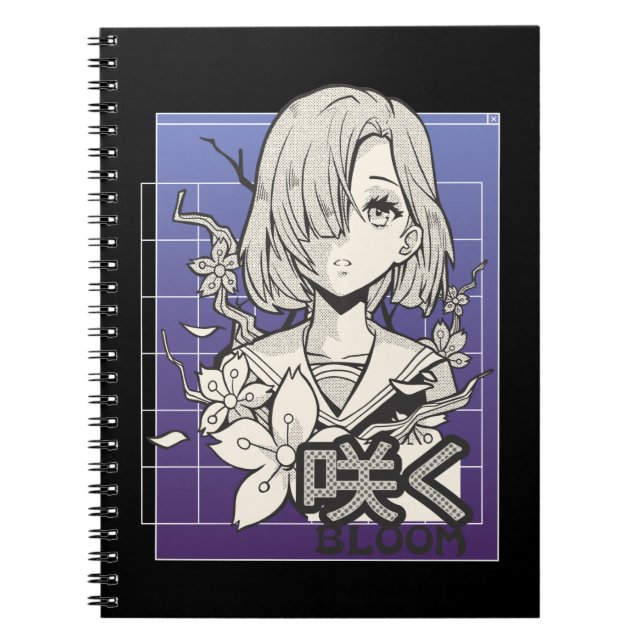 Retro Anime Girl Otaku Manga Comic Tee Japanisch Notizblock (Vorderseite)