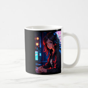 Retro Anime Mädchen Gamer Cyberpunk Streaming Setu Kaffeetasse