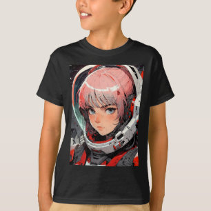 Retro Anime Weltraum-Pilotin Mädchen Futuristische T-Shirt